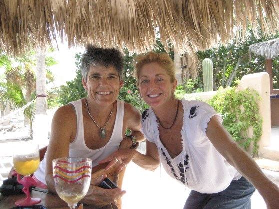 Betsy & Cathy under the palapa