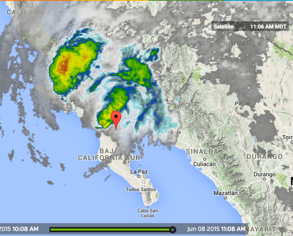 Satellite Image: Tropical Storm Blanca, 11AM, Loreto, 060815